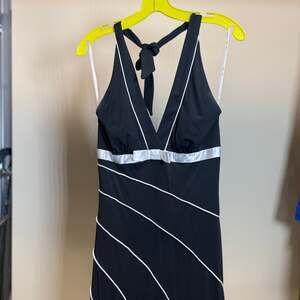 VTG Love Tease Y2K Black Halter Neck Maxi Dress